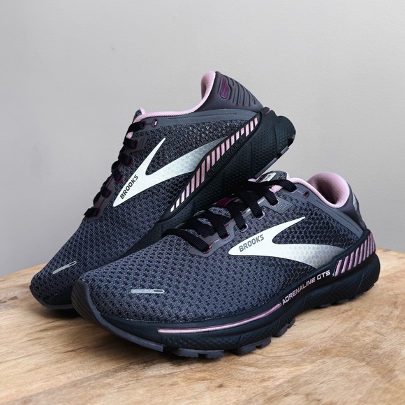 Brooks Adrenaline GTS 22 Women Size 9 B Black Gray Pink Running Stability Shoes - Picture 2 of 10